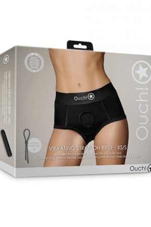 Shots Ouch Vibrating Strap On Brief - Black Xs/s