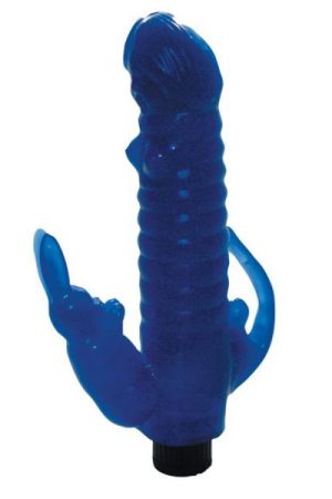 Ribbed Bunny Vibrator With Anal Tickler (blue)