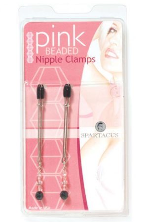 Beaded Nipple Clamps Adjustable Rubber Tipped Clamps With Pink Beads