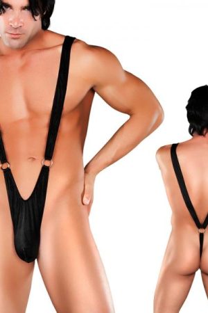 Male Power Nylon Lycra Sling With Rings Black L/XL