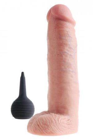 King Cock 10 inches Squirting Cock Balls Beige