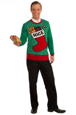 Christmas Sweater Nice Stocking Green XL