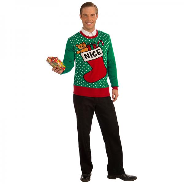 Christmas Sweater Nice Stocking Green XL