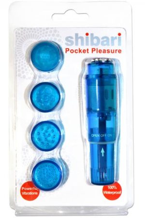 Shibari Pocket Pleasure W/4 Attachments Blue