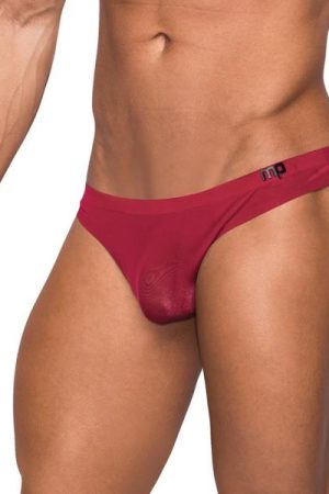 Male Power Seamless Sleek Sleek Thong W/sheer Pouch Wine Lx