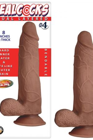 Real Cocks Dual Layered #4 Brown 8 inches Dildo