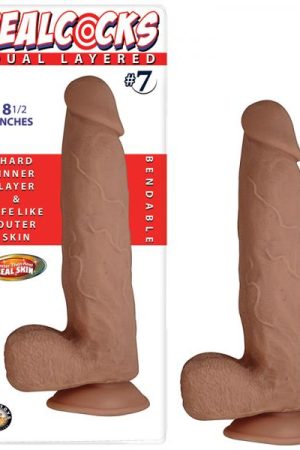 Real Cocks Dual Layered #7 Brown 8.5 inches Dildo