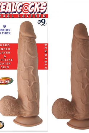 Real Cocks Dual Layered #9 Brown Thick 9 inches Dildo
