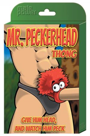 Male Power Novelty Mr. Peckerhead Thong Blk 1sz