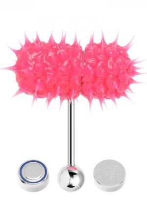Lix Vibrating Tounge Ring Pierced Gitd Pink (stainless Steel)
