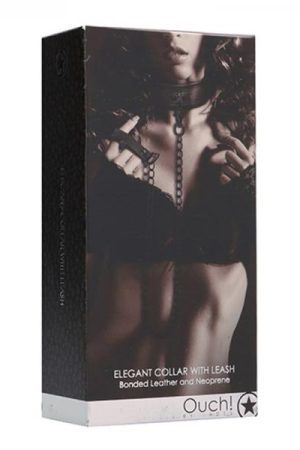 Ouch! Ouch - Elegant Collar With Leash - Titanium Grey