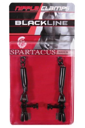 Spartacus Blackline Nipple Clamps Adjustable Rubber Tipped Pinchers