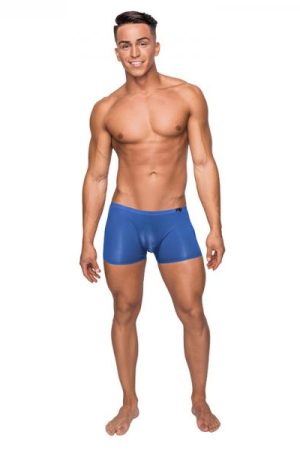 Male Power Seamless Sleek Short Blue Sheer Pouch Medium