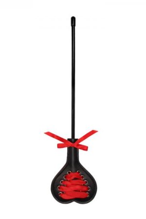 Ouch! Crop Heart Black With Red Lace - Small