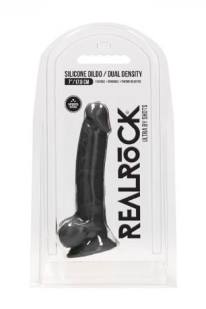 Realrock Ultra - 7 / 17.8 Cm - Silicone Dildo With Balls - Black