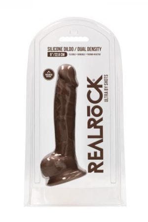 Realrock Ultra - 9 / 22.8 Cm - Silicone Dildo With Balls - Brown