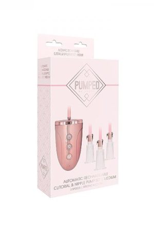 Automatic Rechargeable Clitoral & Nipple Pump Set - Medium - Pink