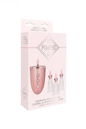 Automatic Rechargeable Clitoral & Nipple Pump Set - Large - Pink