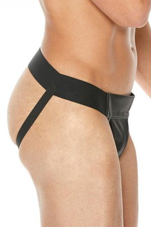Premium Leather Plain Front With Zip Jock S/m Black