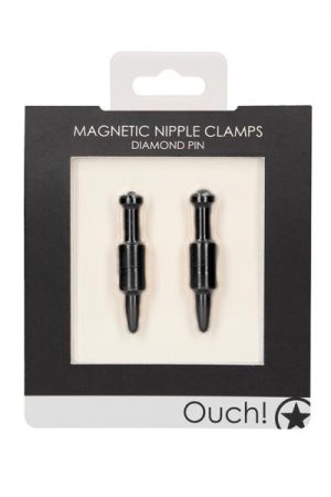 Ouch Magnetic Nipple Clamps - Diamond Pin - Black