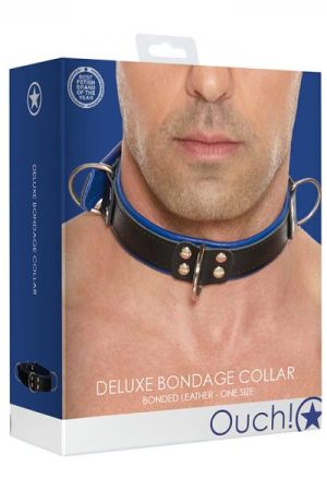 Ouch Deluxe Bondage Collar - One Size - Blue