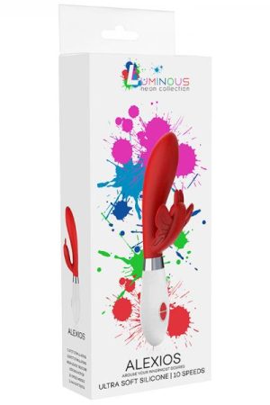 Luna Neon Alexios Ultra-soft Silicone Dual Stimulator Red
