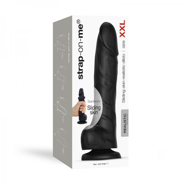 Strap-on-me Sliding Skin Realistic Dildo Dual Density Black Xxl