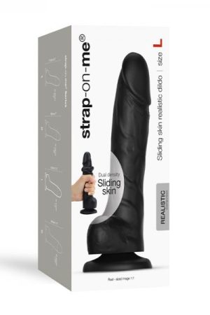 Strap-on-me Sliding Skin Realistic Dual-density Dildo Black L