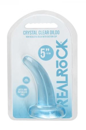 Realrock Crystal Clear Non-realistic Dildo With Suction Cup 4.5 In. Blue