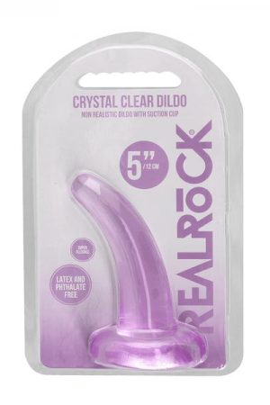 Realrock Crystal Clear Non-realistic Dildo With Suction Cup 4.5 In. Purple