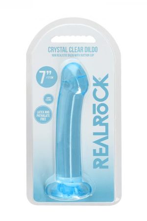 Realrock Crystal Clear Non-realistic Dildo With Suction Cup 6.7 In. Blue