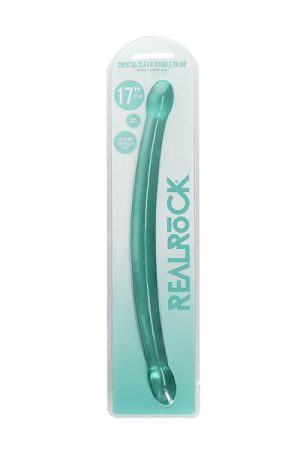 Realrock Crystal Clear Non-realistic Double Dong 17 In. Turquoise