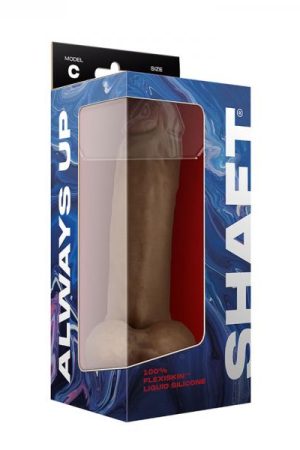 Shaft Model C 9.5 In. Dual Density Silicone Dildo With Balls & Suction Cup Oak