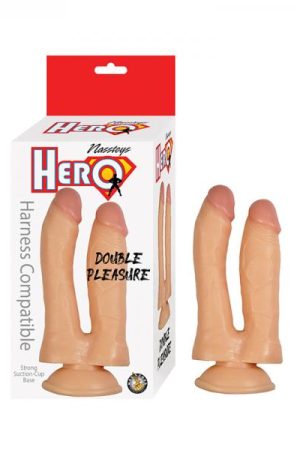 Hero Double Pleasure Double Dildo Silicone White