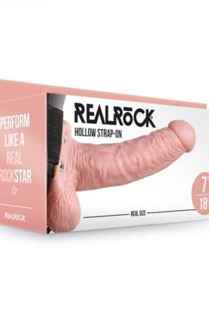 Realrock Hollow Strap-on With Balls 7 In. Vanilla