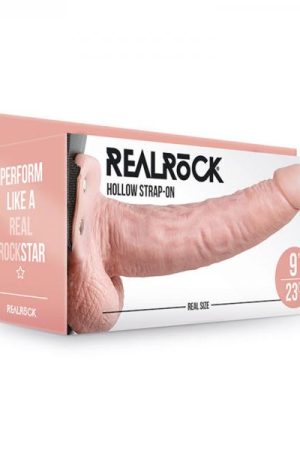 Realrock Hollow Strap-on With Balls 9 In. Vanilla