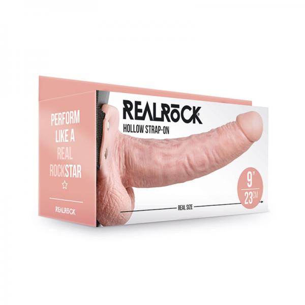 Realrock Hollow Strap-on With Balls 9 In. Vanilla