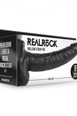 Realrock Hollow Strap-on With Balls 9 In. Chocolate