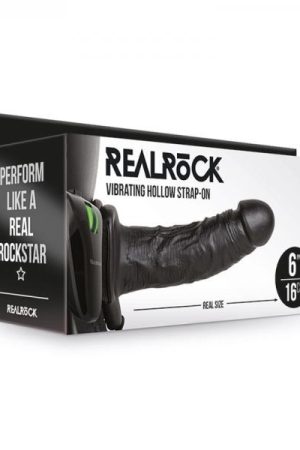Realrock Vibrating Hollow Strap-on Without Balls 6 In. Chocolate