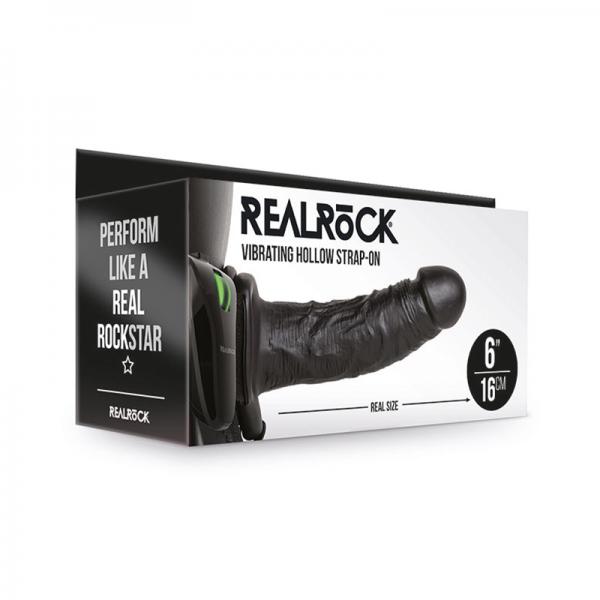 Realrock Vibrating Hollow Strap-on Without Balls 6 In. Chocolate