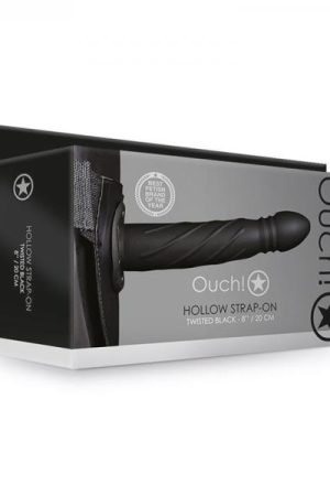 Ouch! Twisted Hollow Strap-on 8 In. Black