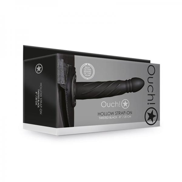 Ouch! Twisted Hollow Strap-on 8 In. Black