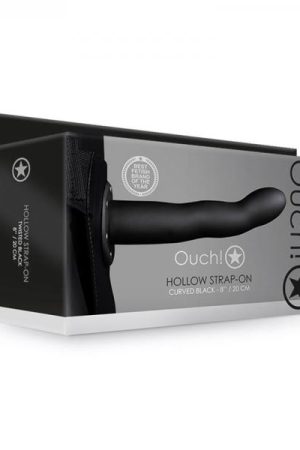 Ouch! Curved Hollow Strap-on 8 In. Black