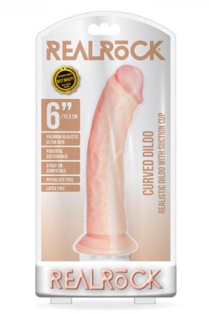 Realrock Curved Realistic Dildo With Suction Cup 6 In. Vanilla