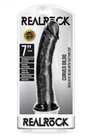 Realrock Curved Realistic Dildo With Suction Cup 7 In. Chocolate