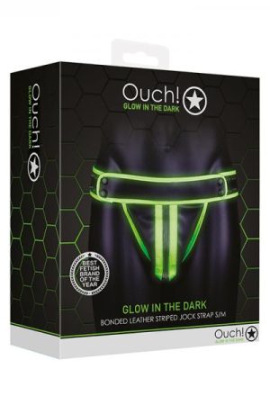 Ouch! Glow Striped Jock Strap - Glow In The Dark - Green - S/m