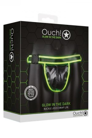 Ouch! Glow Buckle Jock Strap - Glow In The Dark - Green - L/xl