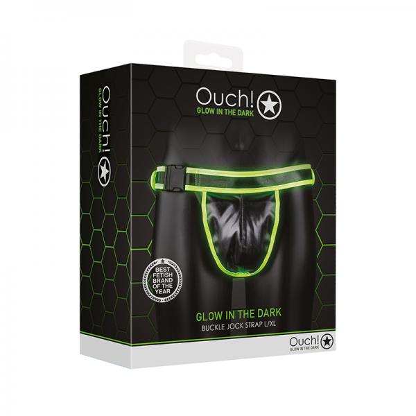 Ouch! Glow Buckle Jock Strap - Glow In The Dark - Green - L/xl