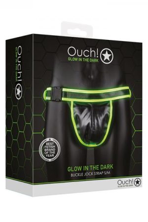 Ouch! Glow Buckle Jock Strap - Glow In The Dark - Green - S/m