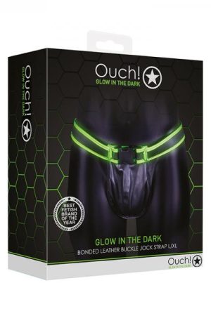 Ouch! Glow Buckle Jock Strap - Glow In The Dark - Green - L/xl